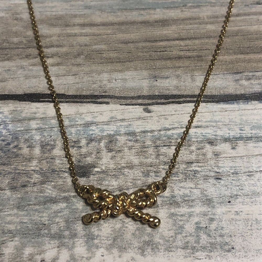 Kate Spade Mini Bow Necklace Twist Gold Tone 18"‎